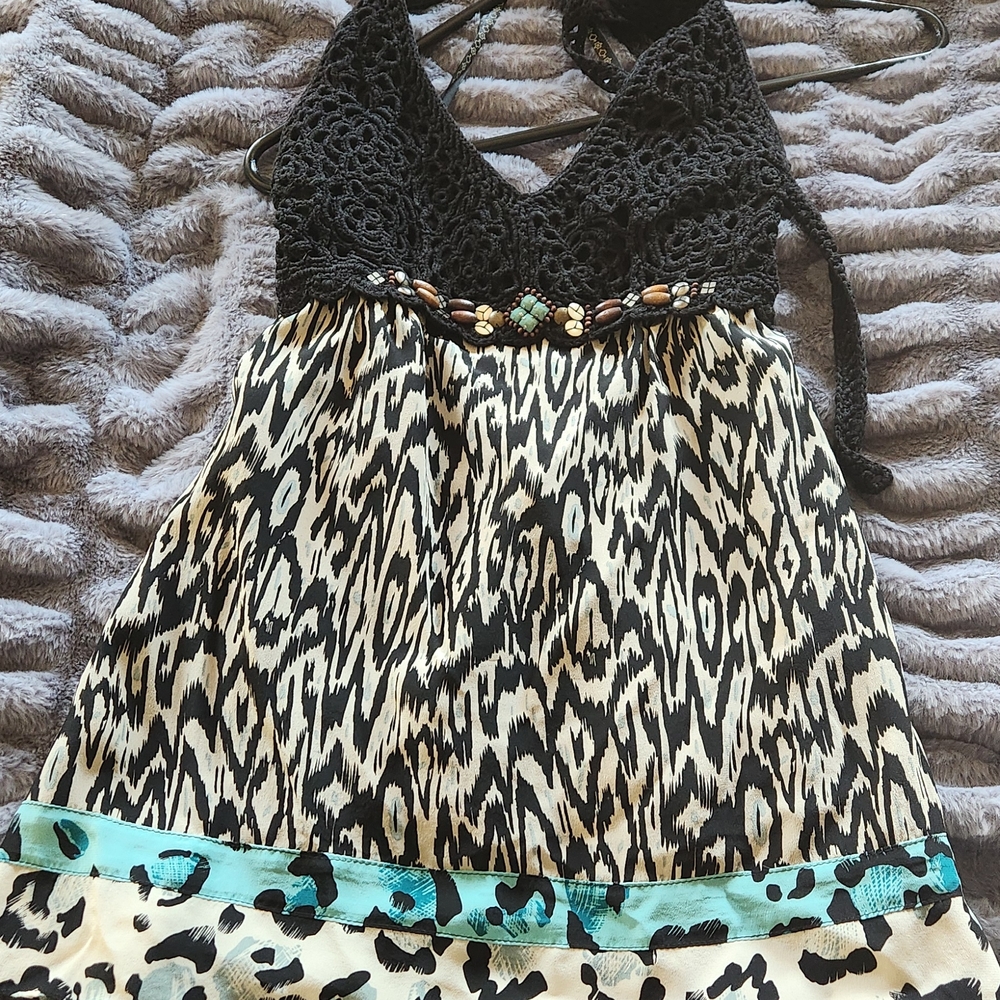 Nanette Lepore Black and Cream Patterned Dress
